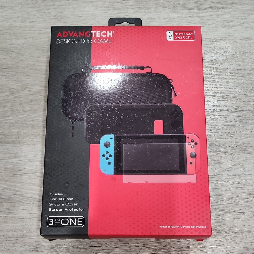 ADVANCETECH Black Travel Case for Nintendo Switch - 3-in-1